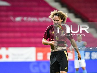 Wout Faes in action during Belgium vs Israel: matchday 1 of UEFA Nations League 2024-2025, in Debrecen, Hungary, on September 6, 2024, at Na...