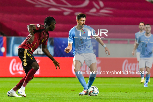 Idan Nachmias in action during Belgium vs Israel: matchday 1 of UEFA Nations League 2024-2025, in Debrecen, Hungary, on September 6, 2024 