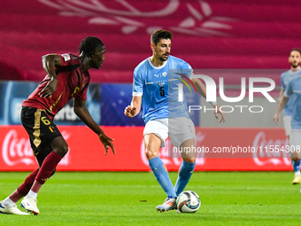 Idan Nachmias in action during Belgium vs Israel: matchday 1 of UEFA Nations League 2024-2025, in Debrecen, Hungary, on September 6, 2024 (