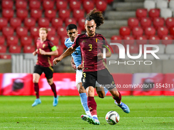 Arthur Theate in action during Belgium vs Israel: matchday 1 of UEFA Nations League 2024-2025, in Debrecen, Hungary, on September 6, 2024 (