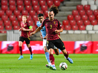 Arthur Theate in action during Belgium vs Israel: matchday 1 of UEFA Nations League 2024-2025, in Debrecen, Hungary, on September 6, 2024 (