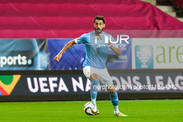 Sagiv Jehezkel is in action during Belgium vs Israel: matchday 1 of UEFA Nations League 2024-2025, in Debrecen, Hungary, on September 6, 202...