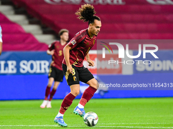 Arthur Theate in action during Belgium vs Israel: matchday 1 of UEFA Nations League 2024-2025, in Debrecen, Hungary, on September 6, 2024 (