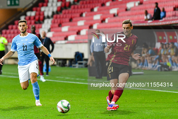 Timothy Castagne is in action during Belgium vs Israel: matchday 1 of UEFA Nations League 2024-2025, in Debrecen, Hungary, on September 6, 2...