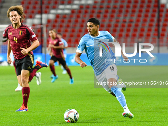 Anan Khalaili is in action during Belgium vs Israel: matchday 1 of UEFA Nations League 2024-2025, in Debrecen, Hungary, on September 6, 2024...