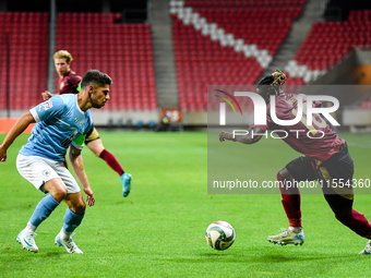 Jeremy Doku and Manor Solomon during Belgium vs Israel: matchday 1 of UEFA Nations League 2024-2025, in Debrecen, Hungary, on September 6, 2...