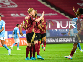 Kevin De Bruyne celebrates during Belgium vs Israel: matchday 1 of UEFA Nations League 2024-2025, in Debrecen, Hungary, on September 6, 2024...