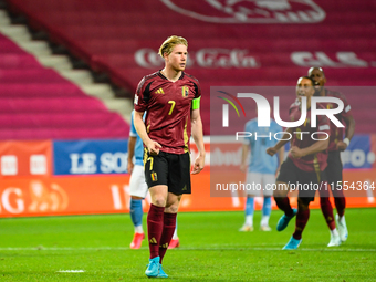 Kevin De Bruyne celebrates during Belgium vs Israel: matchday 1 of UEFA Nations League 2024-2025, in Debrecen, Hungary, on September 6, 2024...