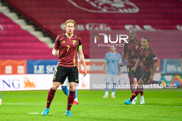 Kevin De Bruyne celebrates during Belgium vs Israel: matchday 1 of UEFA Nations League 2024-2025, in Debrecen, Hungary, on September 6, 2024...