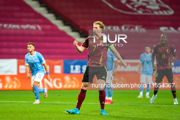 Kevin De Bruyne celebrates during Belgium vs Israel: matchday 1 of UEFA Nations League 2024-2025, in Debrecen, Hungary, on September 6, 2024...