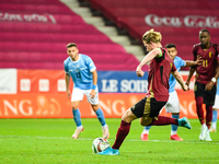 Kevin De Bruyne takes a penalty during the Belgium vs Israel match on matchday 1 of the UEFA Nations League 2024-2025 at Nagyerdei Stadion i...