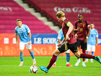 Kevin De Bruyne takes a penalty during the Belgium vs Israel match on matchday 1 of the UEFA Nations League 2024-2025 at Nagyerdei Stadion i...