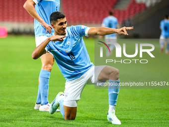 Anan Khalaili celebrates during the Belgium vs Israel match on matchday 1 of the UEFA Nations League 2024-2025 at Nagyerdei Stadion in Debre...