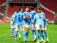 Players of Israel celebrate during Belgium vs Israel: matchday 1 of UEFA Nations League 2024-2025, at Nagyerdei Stadion in Debrecen, Hungary...