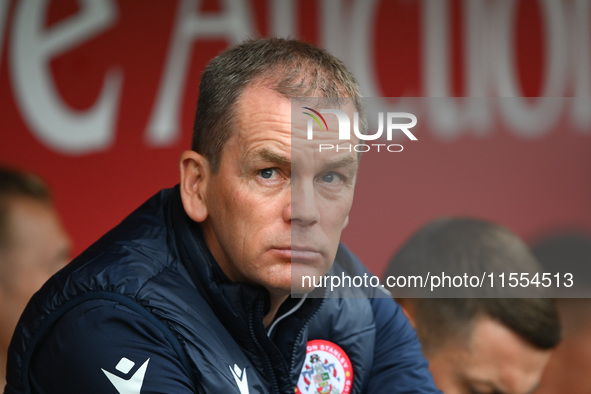 John Doolan manages Accrington Stanley during the Sky Bet League 2 match between Notts County and Accrington Stanley at Meadow Lane in Notti...