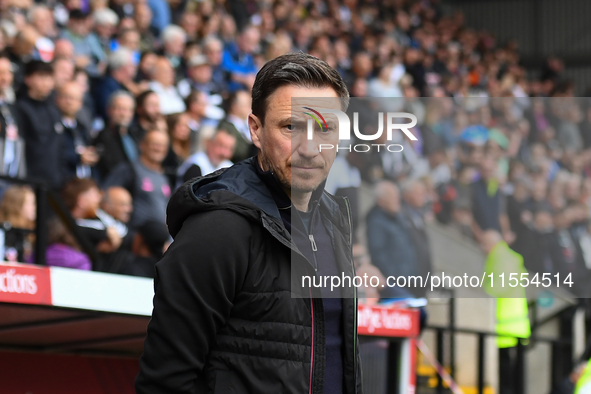 Stuart Maynard manages Notts County during the Sky Bet League 2 match between Notts County and Accrington Stanley at Meadow Lane in Nottingh...