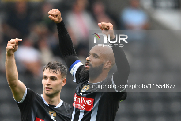 David McGoldrick of Notts County celebrates after scoring a goal to make it 2-0 during the Sky Bet League 2 match between Notts County and A...