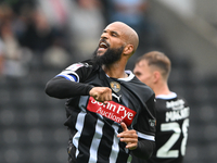 David McGoldrick of Notts County punches the air after scoring a goal to make it 2-0 during the Sky Bet League 2 match between Notts County...