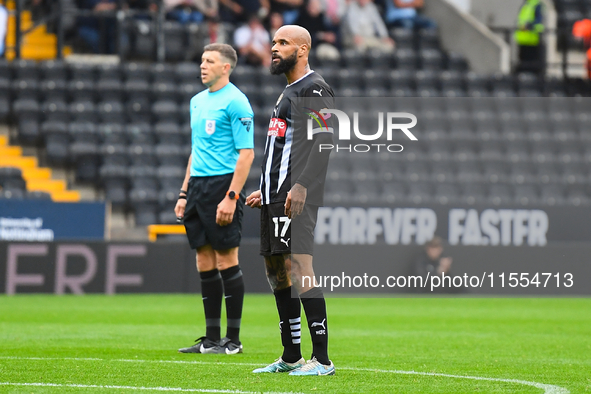 David McGoldrick of Notts County celebrates scoring his second goal during the Sky Bet League 2 match between Notts County and Accrington St...