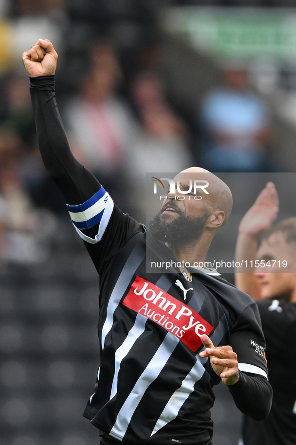 David McGoldrick of Notts County punches the air after scoring a goal to make it 2-0 during the Sky Bet League 2 match between Notts County...