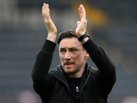 Stuart Maynard, manager of Notts County, celebrates victory during the Sky Bet League 2 match between Notts County and Accrington Stanley at...