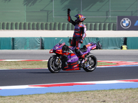 Ducati Spanish rider Jorge Martin rides ahead of Ducati Italian rider Francesco Bagnaia during the sprint race of the San Marino MotoGP Gran...