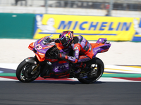 Ducati Spanish rider Jorge Martin rides ahead of Ducati Italian rider Francesco Bagnaia during the sprint race of the San Marino MotoGP Gran...