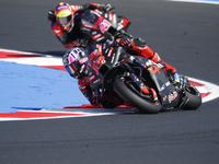 Ducati Spanish rider Jorge Martin rides ahead of Ducati Italian rider Francesco Bagnaia during the sprint race of the San Marino MotoGP Gran...