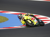 Ducati Spanish rider Jorge Martin rides ahead of Ducati Italian rider Francesco Bagnaia during the sprint race of the San Marino MotoGP Gran...