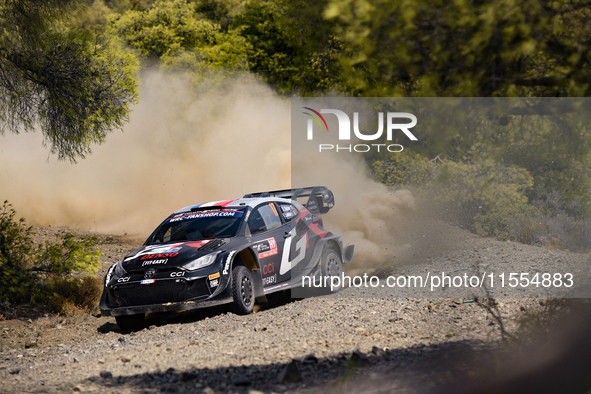 Driver Sebastien Ogier and co-driver Vincent Landais of the team Toyota Gazoo Racing WRT, Toyota GR Yaris Rally1 Hybrid, face the second day...