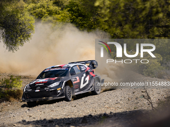 Driver Sebastien Ogier and co-driver Vincent Landais of the team Toyota Gazoo Racing WRT, Toyota GR Yaris Rally1 Hybrid, face the second day...