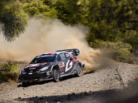 Driver Sebastien Ogier and co-driver Vincent Landais of the team Toyota Gazoo Racing WRT, Toyota GR Yaris Rally1 Hybrid, face the second day...