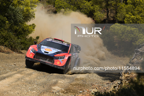 Driver Dani Sordo and co-driver Carrera Candido of the team Hyundai Shell Mobis World Rally Team, Hyundai i20 N Rally1 Hybrid, face the seco...