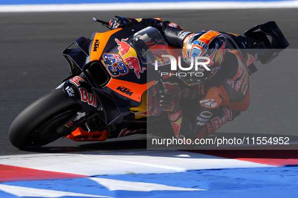 Jack Miller of Australia and Red Bull KTM Factory Racing rides on track during the qualifying session of MotoGP of San Marino at Misano Worl...