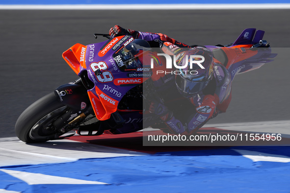 Jorge Martin of Spain and Prima Pramac Racing rides on track during the Qualify of MotoGP of San Marino at Misano World Circuit in Misano Ad...