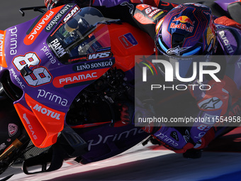 Jorge Martin of Spain and Prima Pramac Racing rides on track during the Qualify of MotoGP of San Marino at Misano World Circuit in Misano Ad...