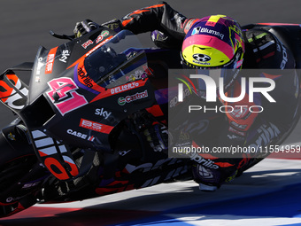 Aleix Espargaro of Spain and Aprilia Racing rides on track during the Qualify of MotoGP of San Marino at Misano World Circuit in Misano Adri...