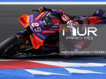 Jorge Martin of Spain and Prima Pramac Racing rides on track during the Qualify of MotoGP of San Marino at Misano World Circuit in Misano Ad...