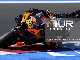 Brad Binder of South Africa and Red Bull KTM Factory Racing rides on track during the qualifying session of MotoGP of San Marino at Misano W...