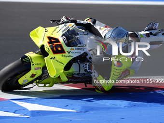 Fabio Di Giannantonio of Italy and Pertamina Enduro VR46 Racing Team rides on track during the Qualify of MotoGP Of San Marino at Misano Wor...