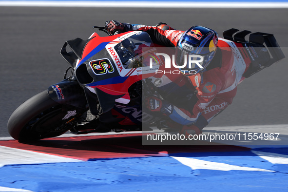 Stefan Bradl of Germany and the HRC Test Team rides on track during the qualifying session of MotoGP of San Marino at Misano World Circuit i...