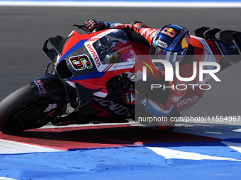 Stefan Bradl of Germany and the HRC Test Team rides on track during the qualifying session of MotoGP of San Marino at Misano World Circuit i...