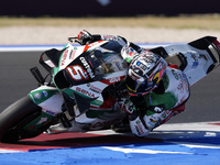 Johann Zarco of France and LCR Honda rides on track during the Qualify of MotoGP of San Marino at Misano World Circuit in Misano Adriatico,...