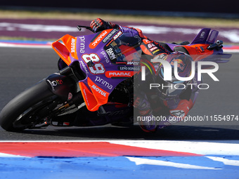 Jorge Martin of Spain and Prima Pramac Racing rides on track during the Qualify of MotoGP of San Marino at Misano World Circuit in Misano Ad...