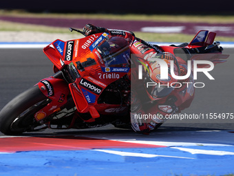 Francesco Bagnaia of Italy and Ducati Lenovo Team rides on track during the Qualify of MotoGP Of San Marino at Misano World Circuit in Misan...