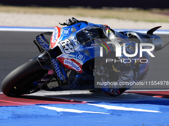 Miguel Oliveira of Portugal and Trackhouse Racing rides on track during the qualifying session of MotoGP of San Marino at Misano World Circu...