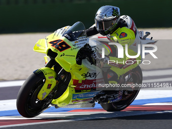 Fabio Di Giannantonio of Italy and Pertamina Enduro VR46 Racing Team rides on track during the Qualify of MotoGP Of San Marino at Misano Wor...