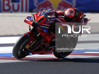 Francesco Bagnaia of Italy and Ducati Lenovo Team rides on track during the Qualify of MotoGP Of San Marino at Misano World Circuit in Misan...