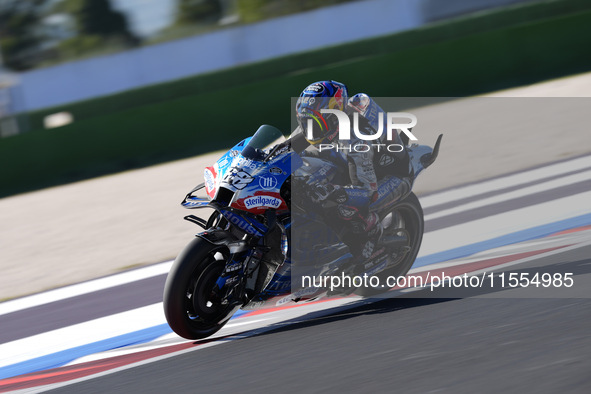 Miguel Oliveira of Portugal and Trackhouse Racing rides on track during the qualifying session of MotoGP of San Marino at Misano World Circu...