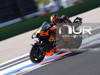 Pol Espargaro of Spain and Red Bull KTM Factory Racing rides on track during the Qualify of MotoGP Of San Marino at Misano World Circuit in...